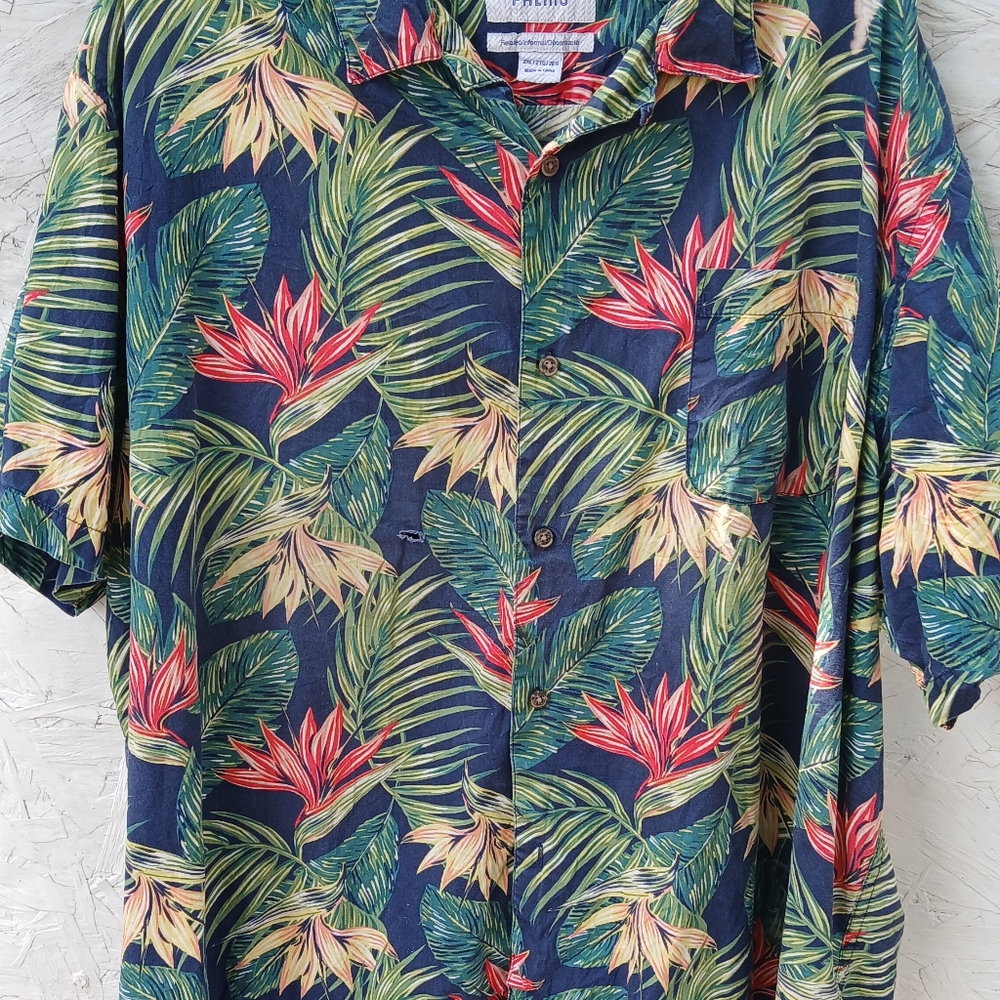 28 PALMS HAWAIIAN 2XL SHIRT Casual dress button-up bird of paradise Multicolor
